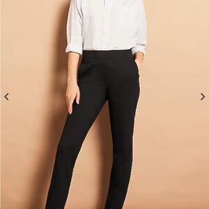 J. Jill Classic Black Ponte Pull-On Slim Leg Pants with Front Back Welt Pockets